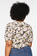 Plus Size Floral Tie-Front Crop Top
