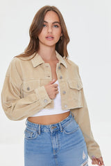 Cropped Frayed Corduroy Jacket