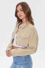 Cropped Frayed Corduroy Jacket