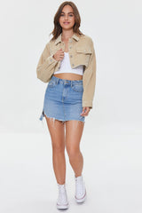 Cropped Frayed Corduroy Jacket