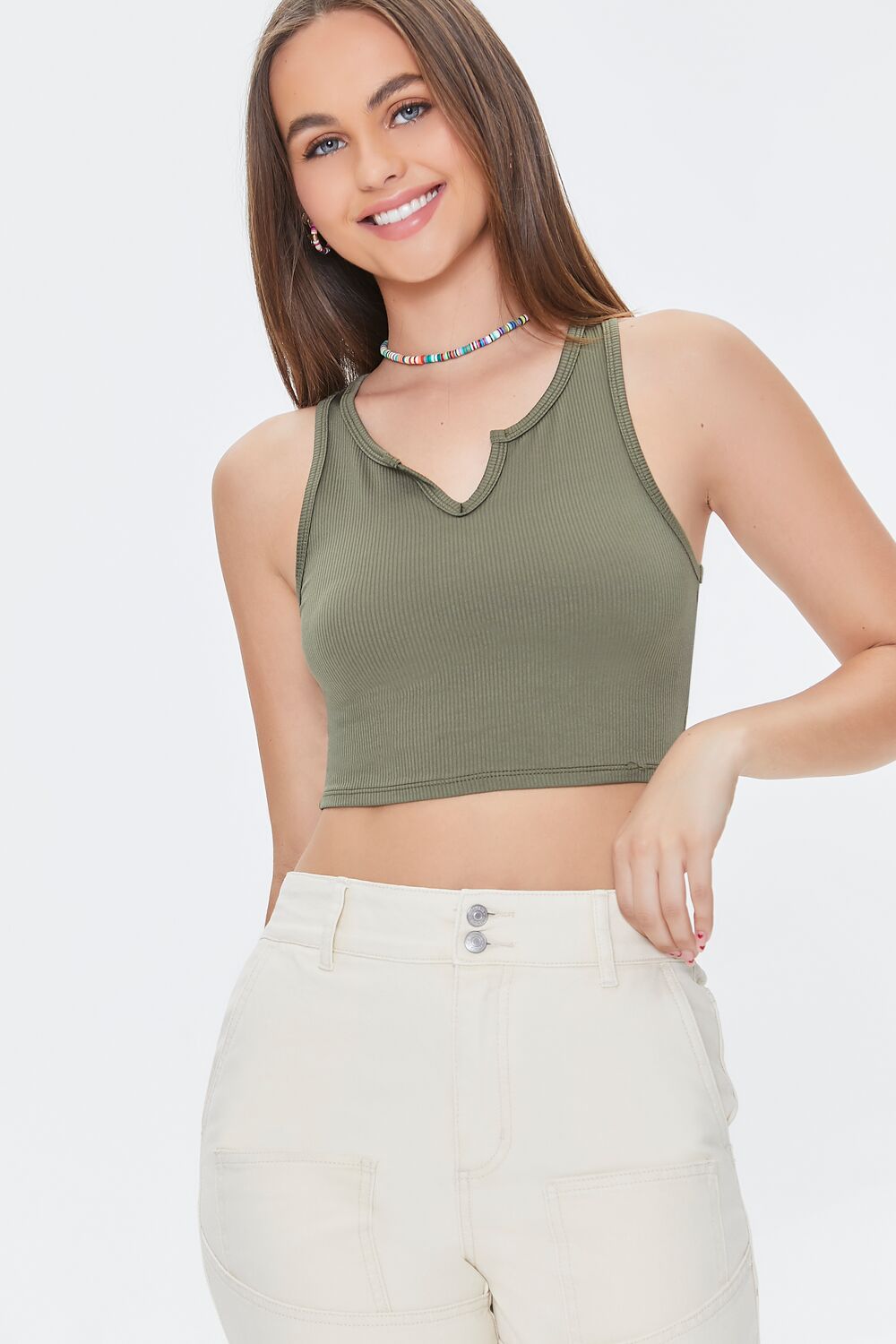 Split-Neck Crop Top