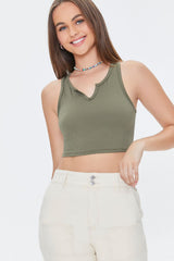 Split-Neck Crop Top