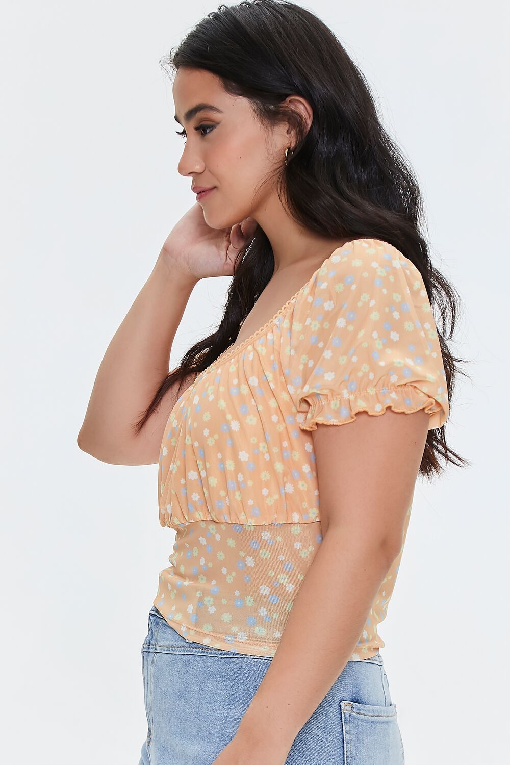 Plus Size Floral Print Crop Top