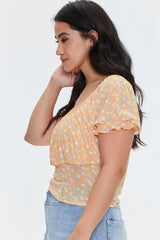 Plus Size Floral Print Crop Top
