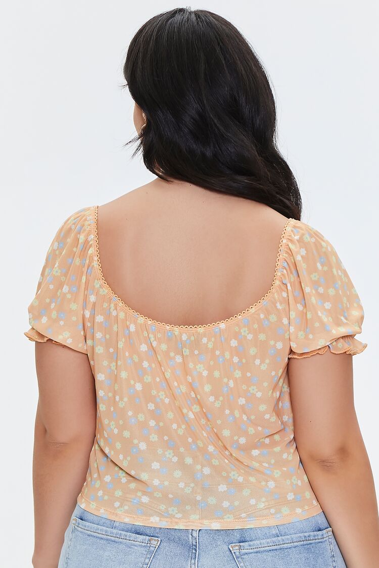 Plus Size Floral Print Crop Top