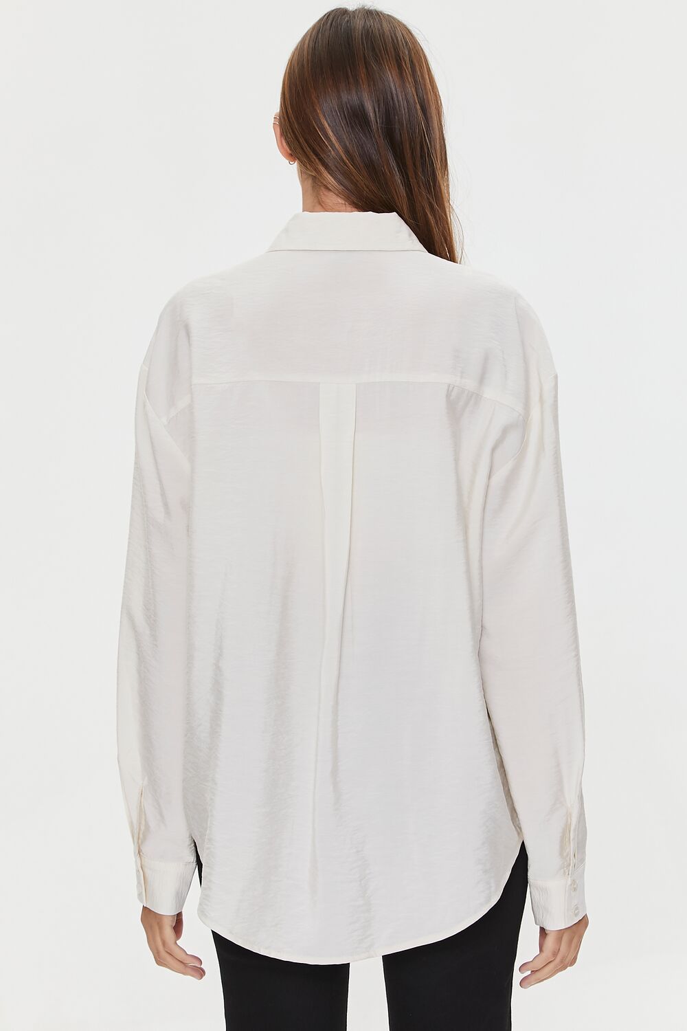 Crepe Button-Front Longline Shirt