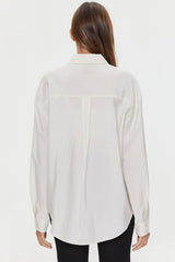 Crepe Button-Front Longline Shirt