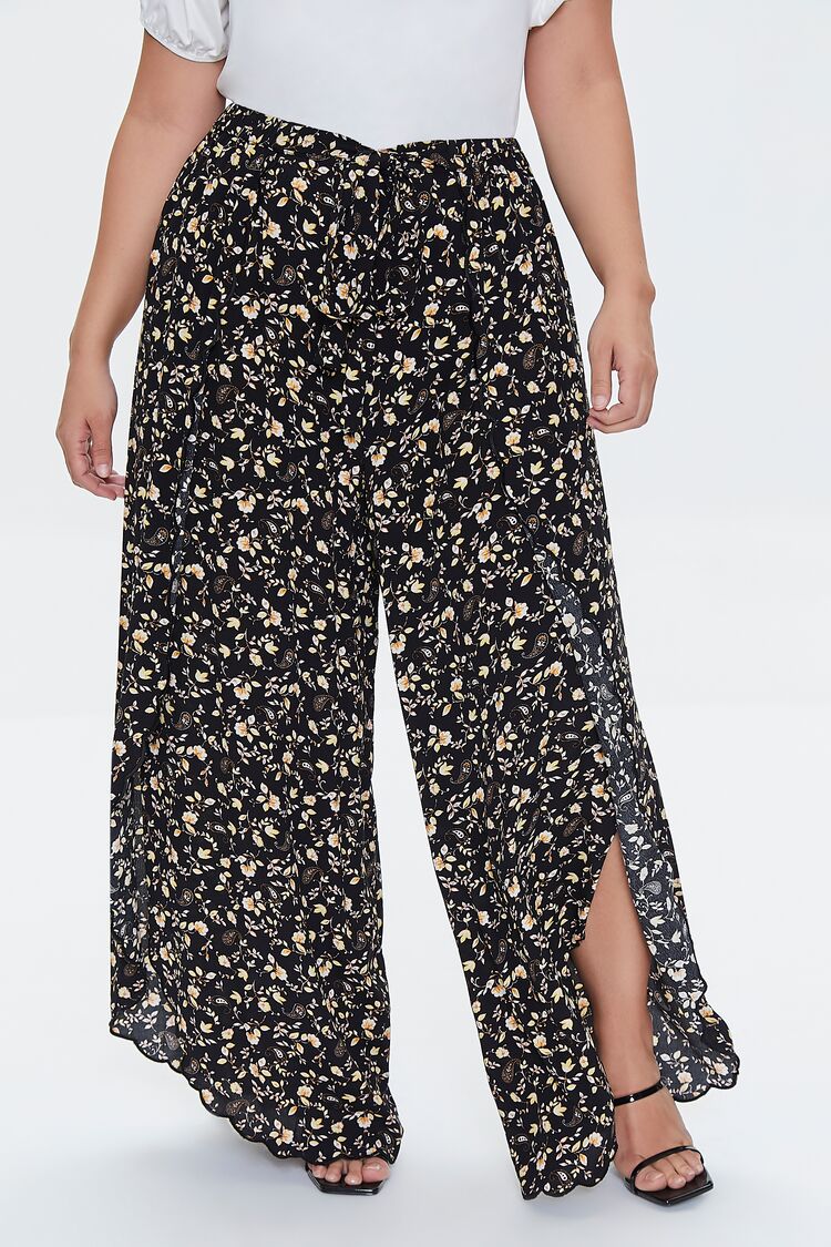 Plus Size Floral Print Palazzo Pants