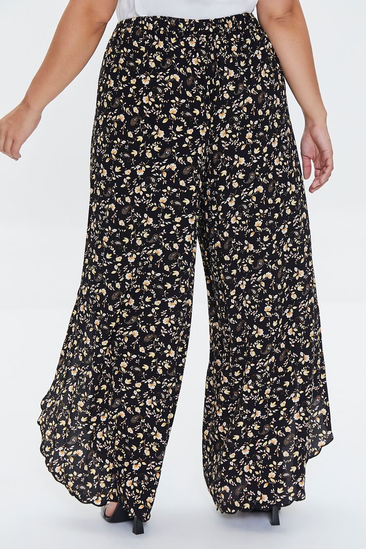Plus Size Floral Print Palazzo Pants