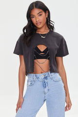 Cutout Chain Cropped Tee