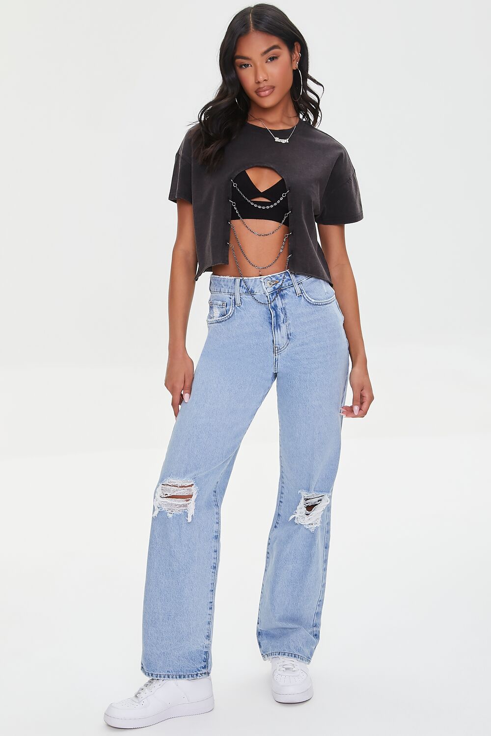Cutout Chain Cropped Tee