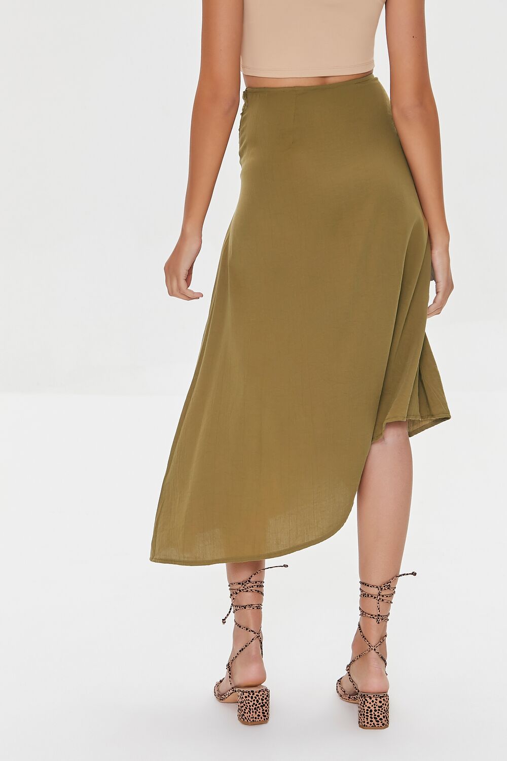 Knotted Sash Flowy Midi Skirt