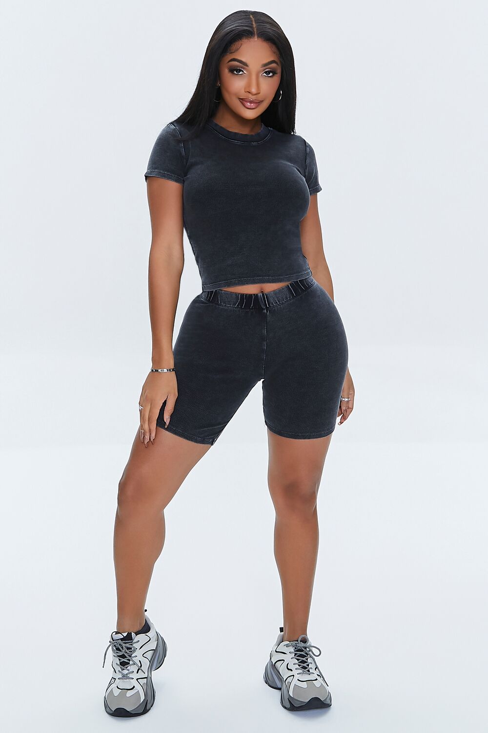 Ribbed High-Rise Biker Shorts
