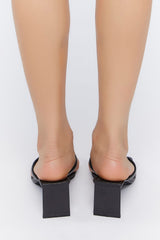 Faux Leather Thong Heels