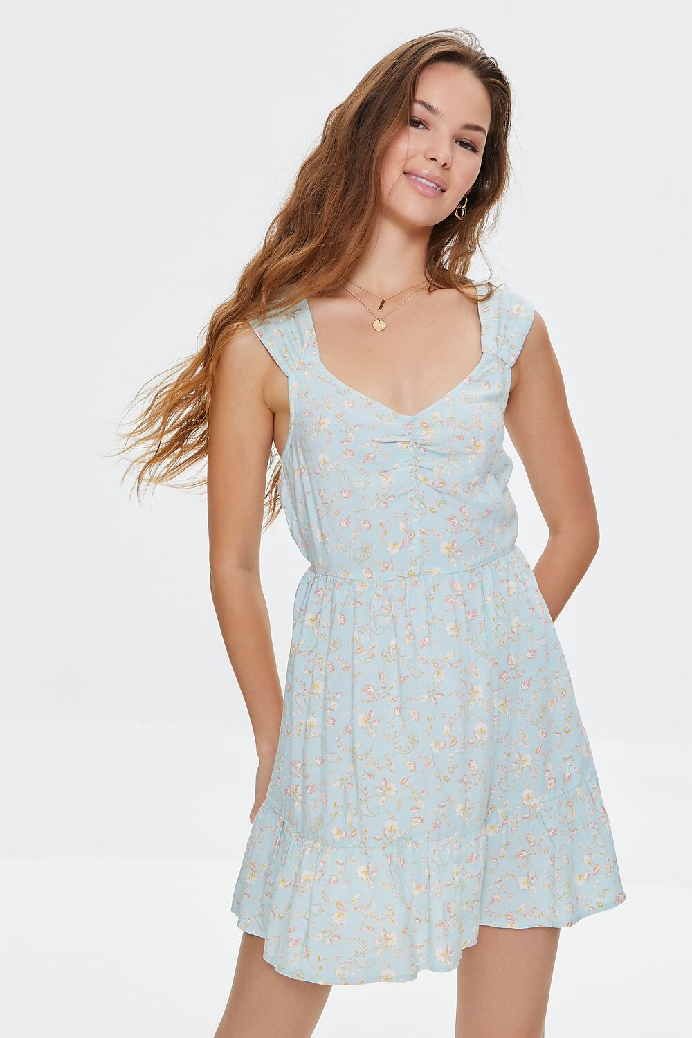Floral Print Cutout Mini Dress