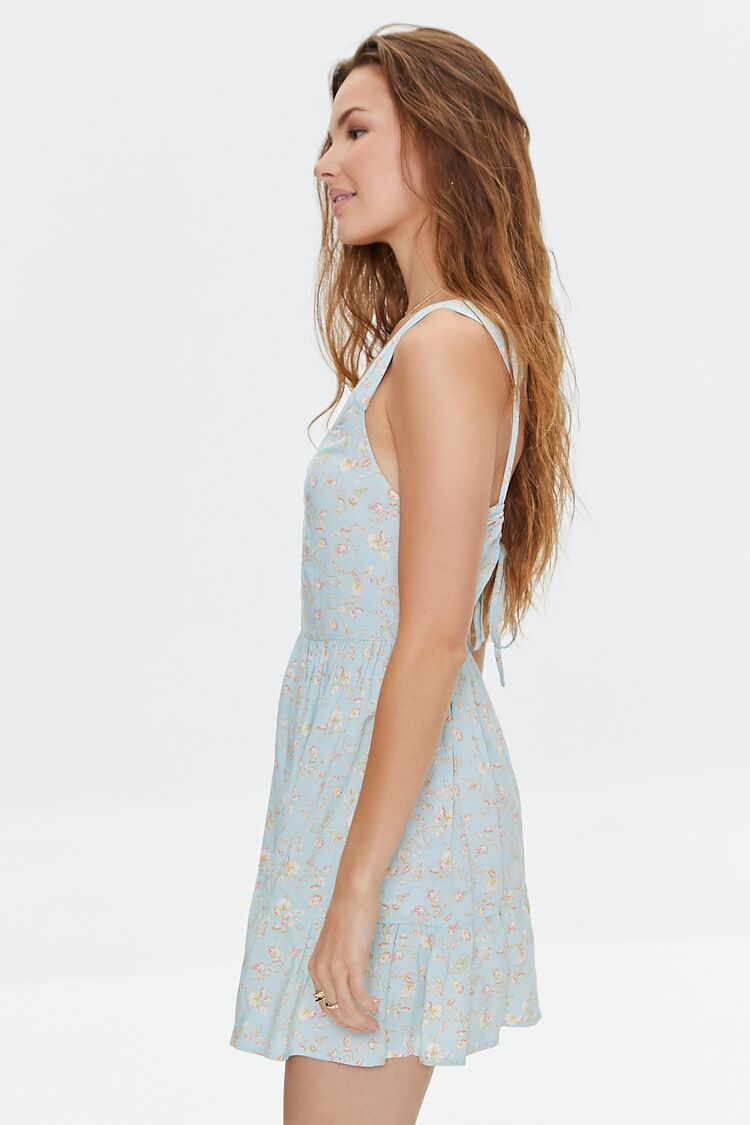 Floral Print Cutout Mini Dress