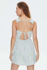 Floral Print Cutout Mini Dress