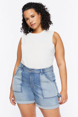 Plus Size Reworked Denim Shorts