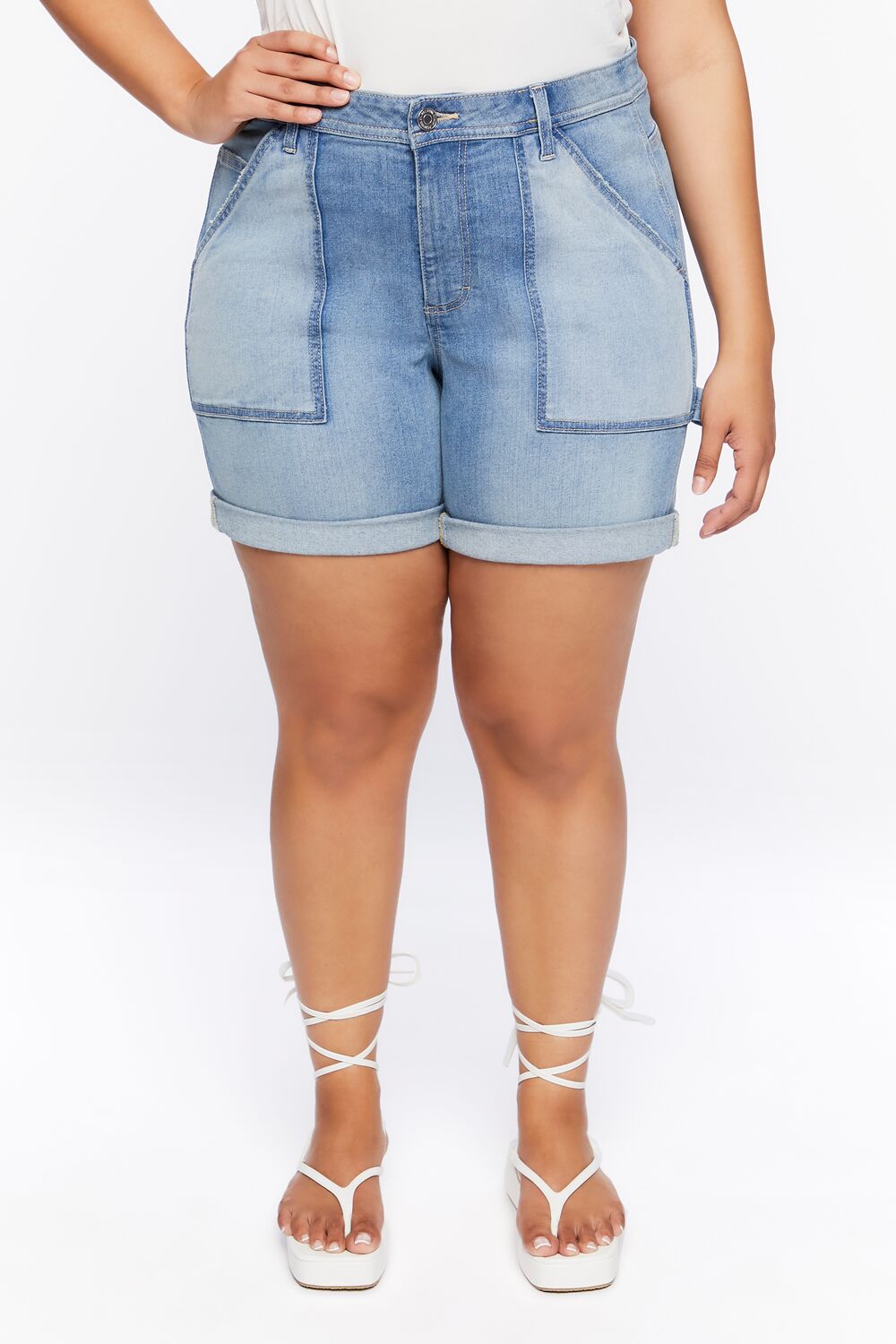 Plus Size Reworked Denim Shorts