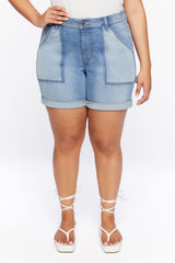 Plus Size Reworked Denim Shorts