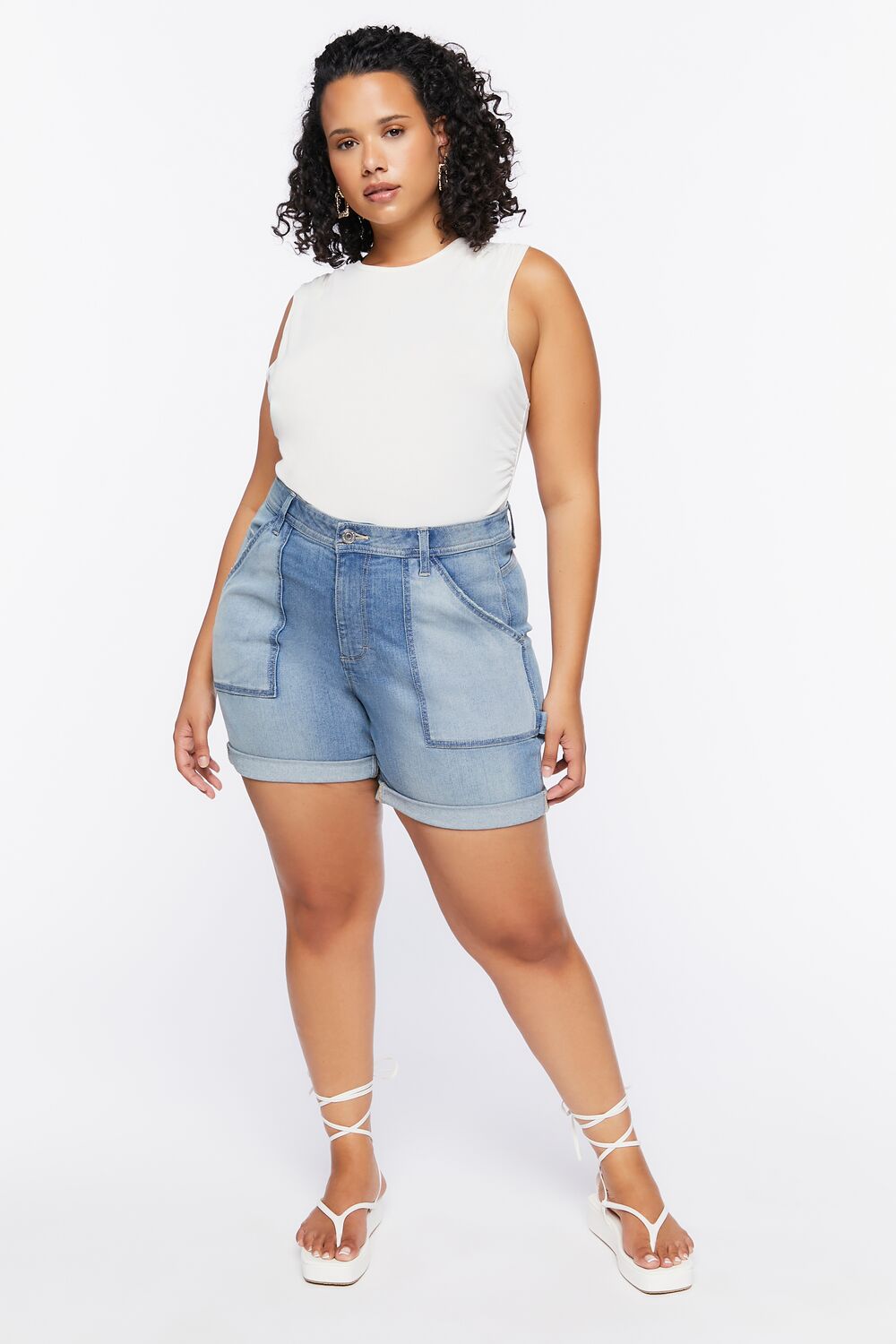 Plus Size Reworked Denim Shorts