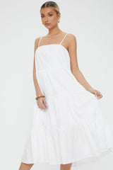 Tiered Flounce Midi Cami Dress