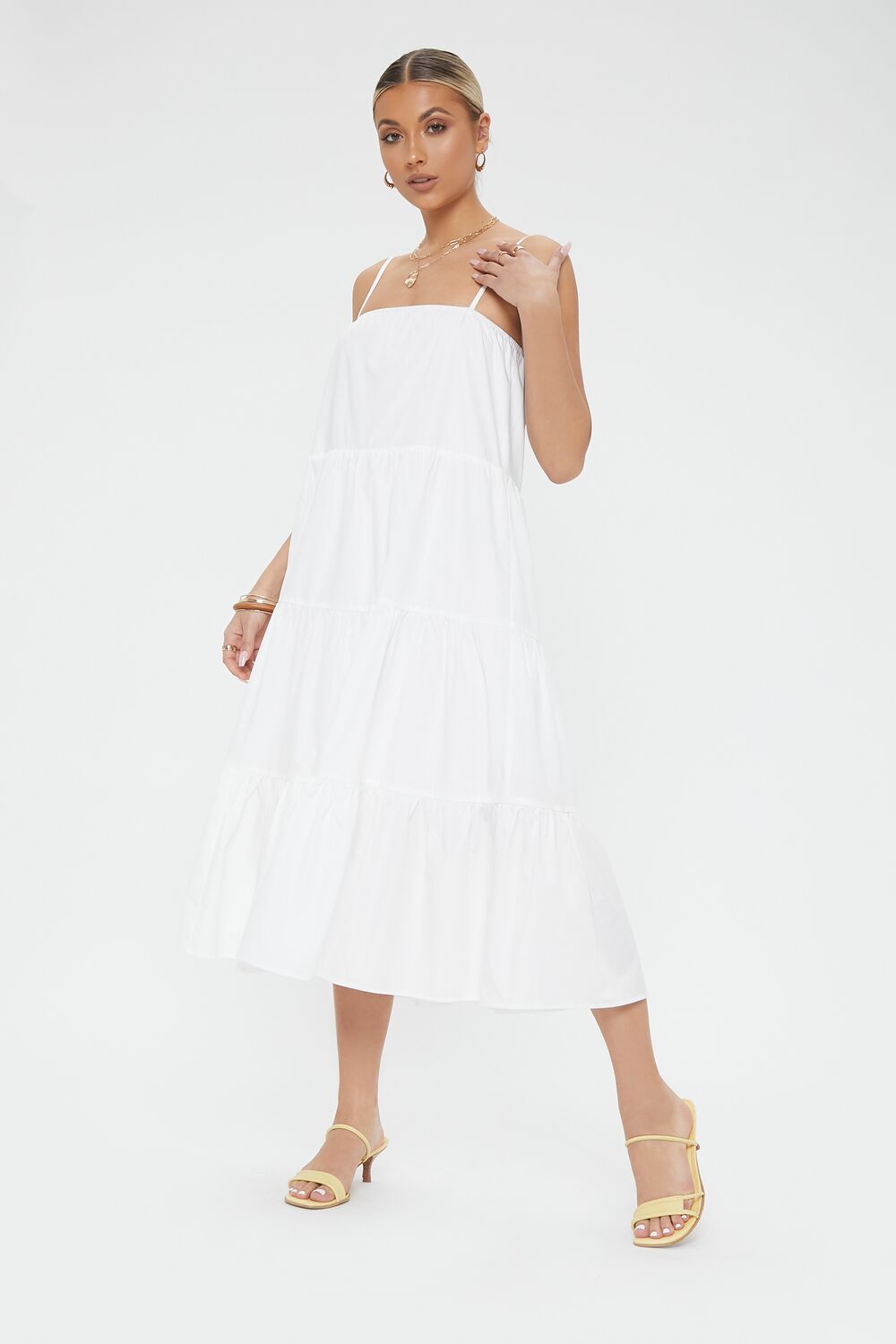 Tiered Flounce Midi Cami Dress