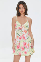 Tropical Floral Print Skater Dress