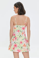 Tropical Floral Print Skater Dress