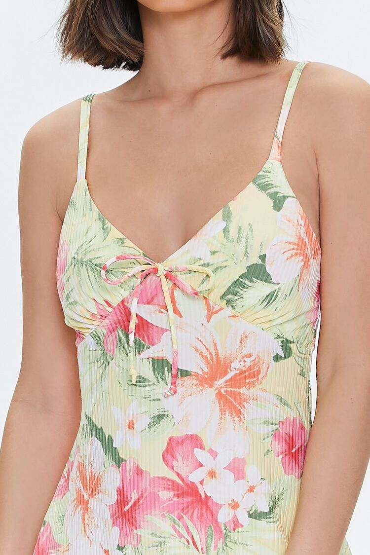 Tropical Floral Print Skater Dress