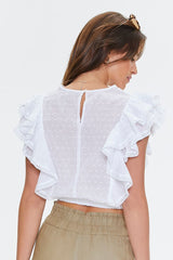 Clip Dot Lace-Trim Crop Top
