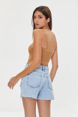 Textured Sweater-Knit Cropped Cami