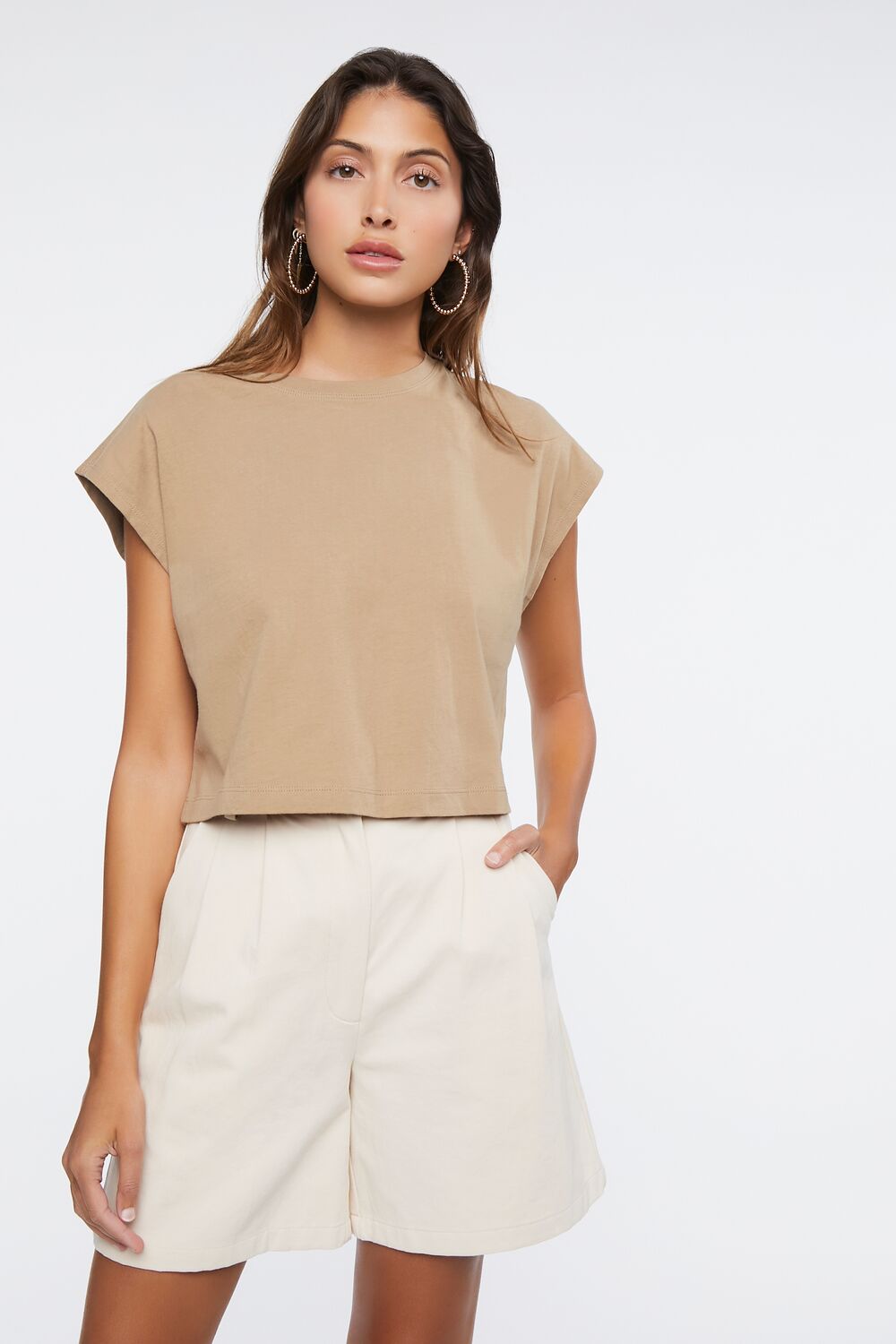 Crew Neck Cap-Sleeve Tee