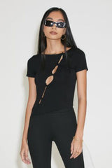 Cutout Button-Loop Tee