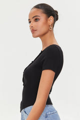 Cutout Button-Loop Tee