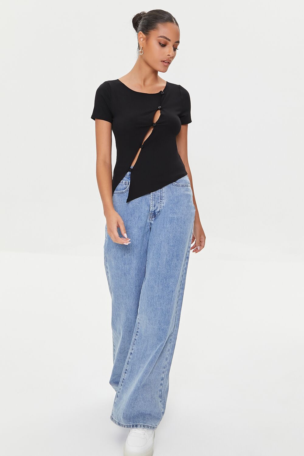 Cutout Button-Loop Tee