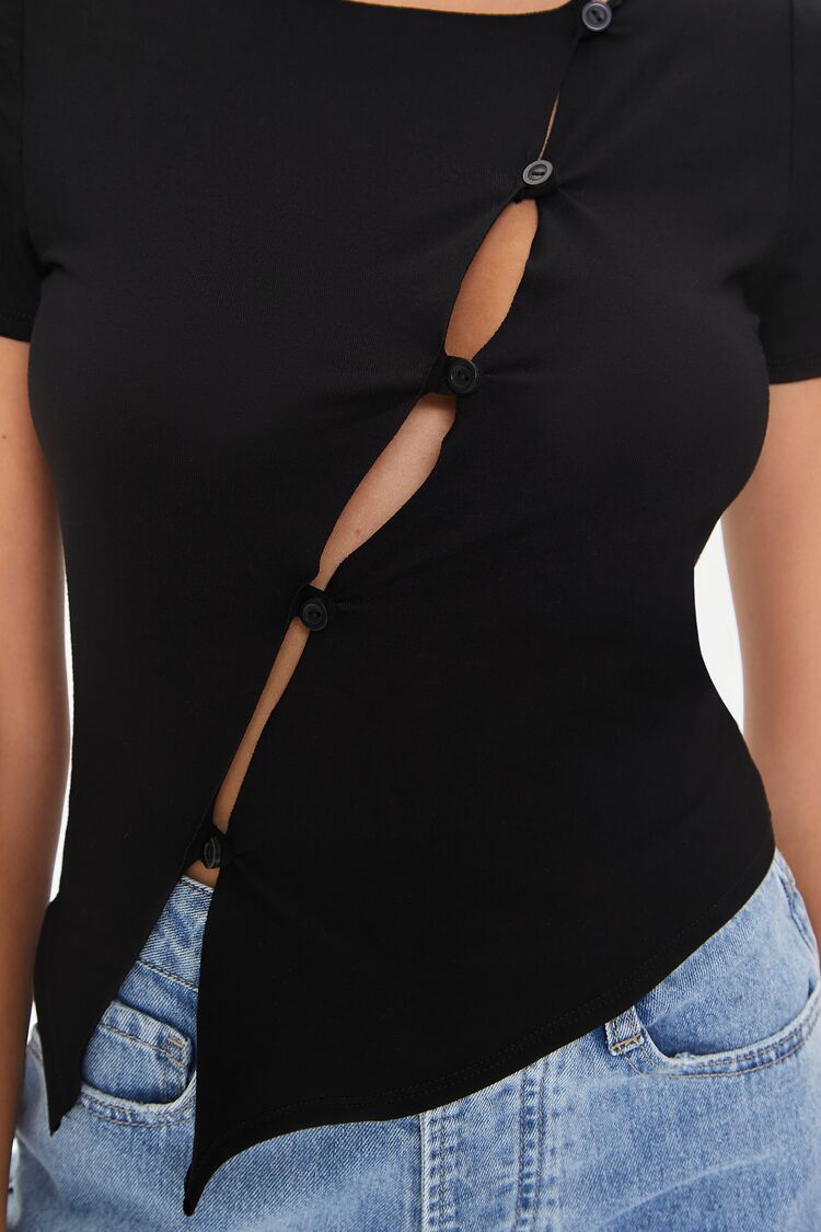 Cutout Button-Loop Tee