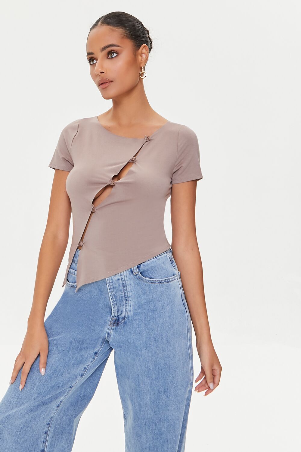 Cutout Button-Loop Tee