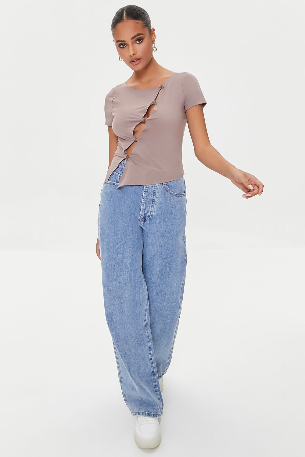 Cutout Button-Loop Tee