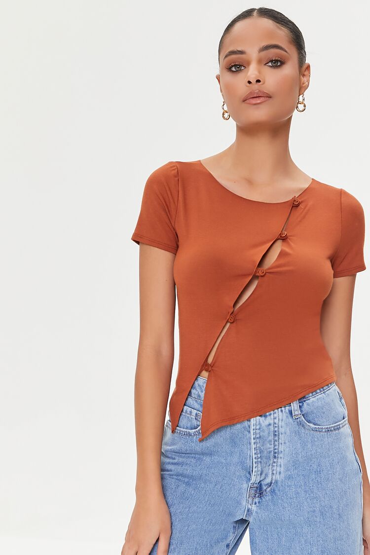 Cutout Button-Loop Tee