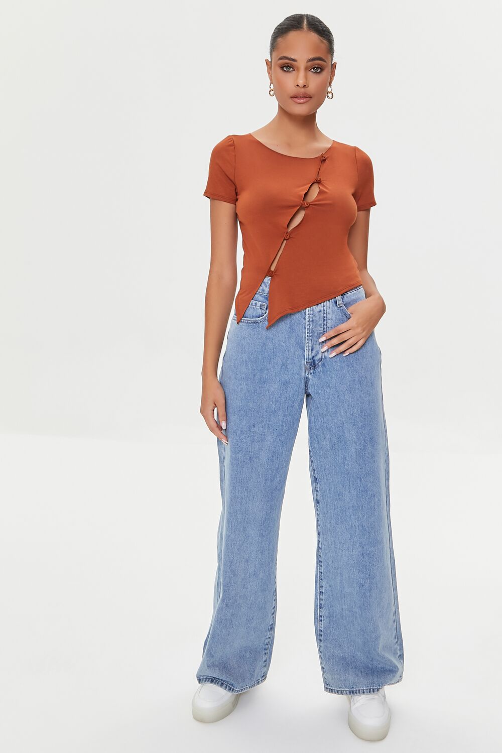 Cutout Button-Loop Tee