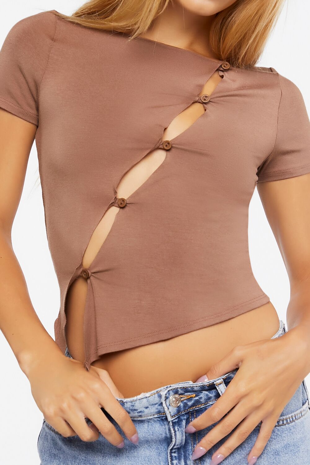Cutout Button-Loop Tee
