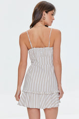 Striped Ruffled Button-Front Dress