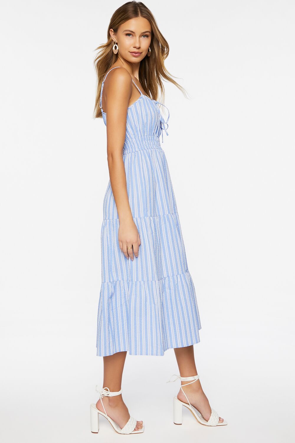 Tiered Striped Midi Dress