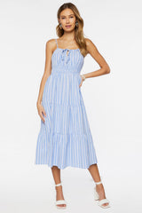 Tiered Striped Midi Dress