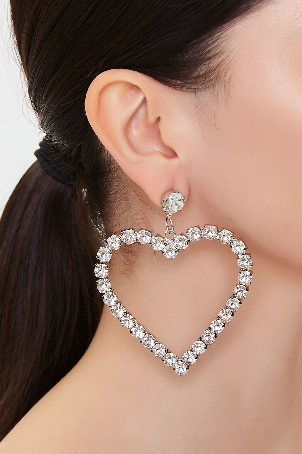 Rhinestone Heart Drop Earrings