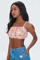 Tropical Leaf Print Cropped Cami
