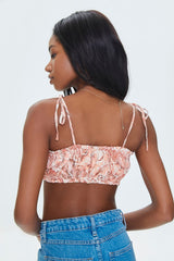 Tropical Leaf Print Cropped Cami