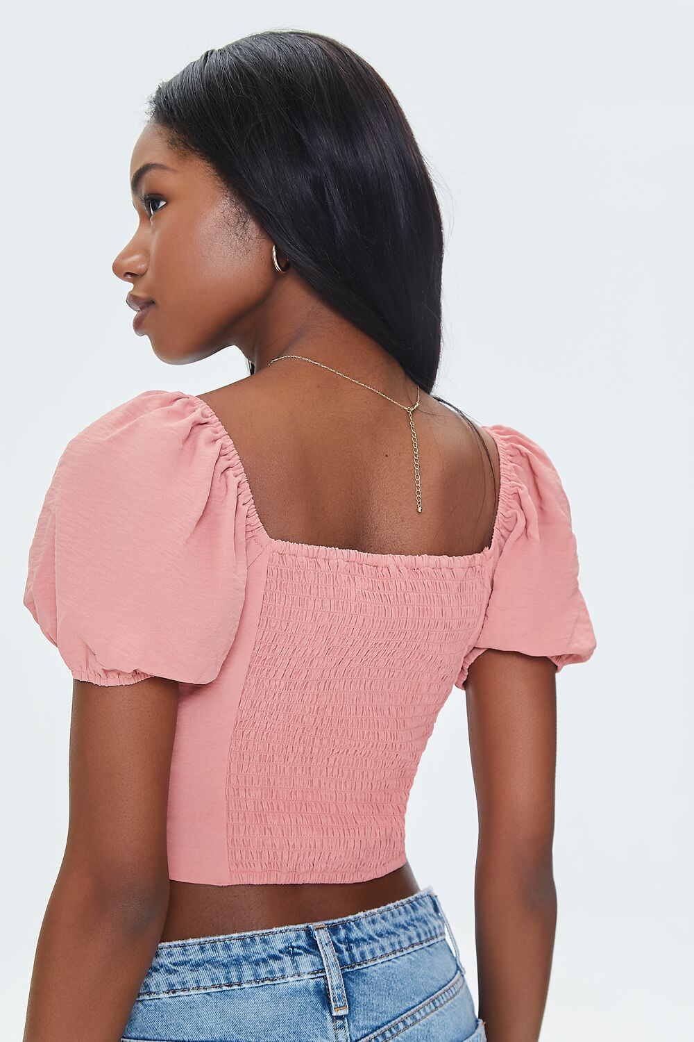 Sweetheart Puff-Sleeve Crop Top