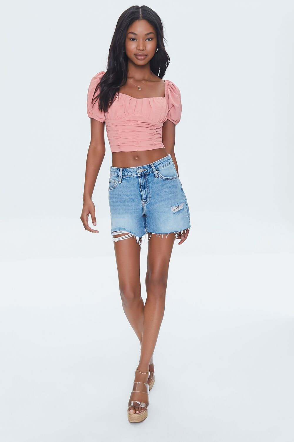 Sweetheart Puff-Sleeve Crop Top